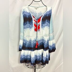 John Mark boho ombre peasant tiered blouse size M